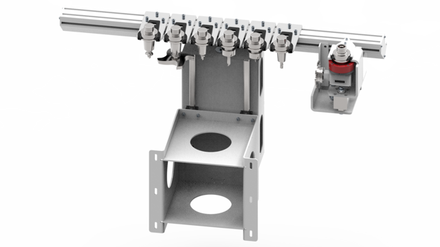The 6-position Pick-up changer is integrated in the machine base.