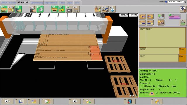Graphical 3D user interface for intuitive operation and machine operation function